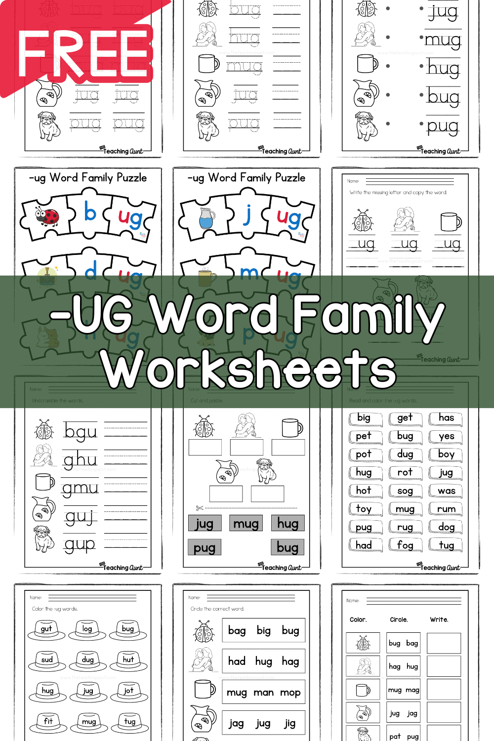 UG Word Family Worksheets The Teaching Aunt