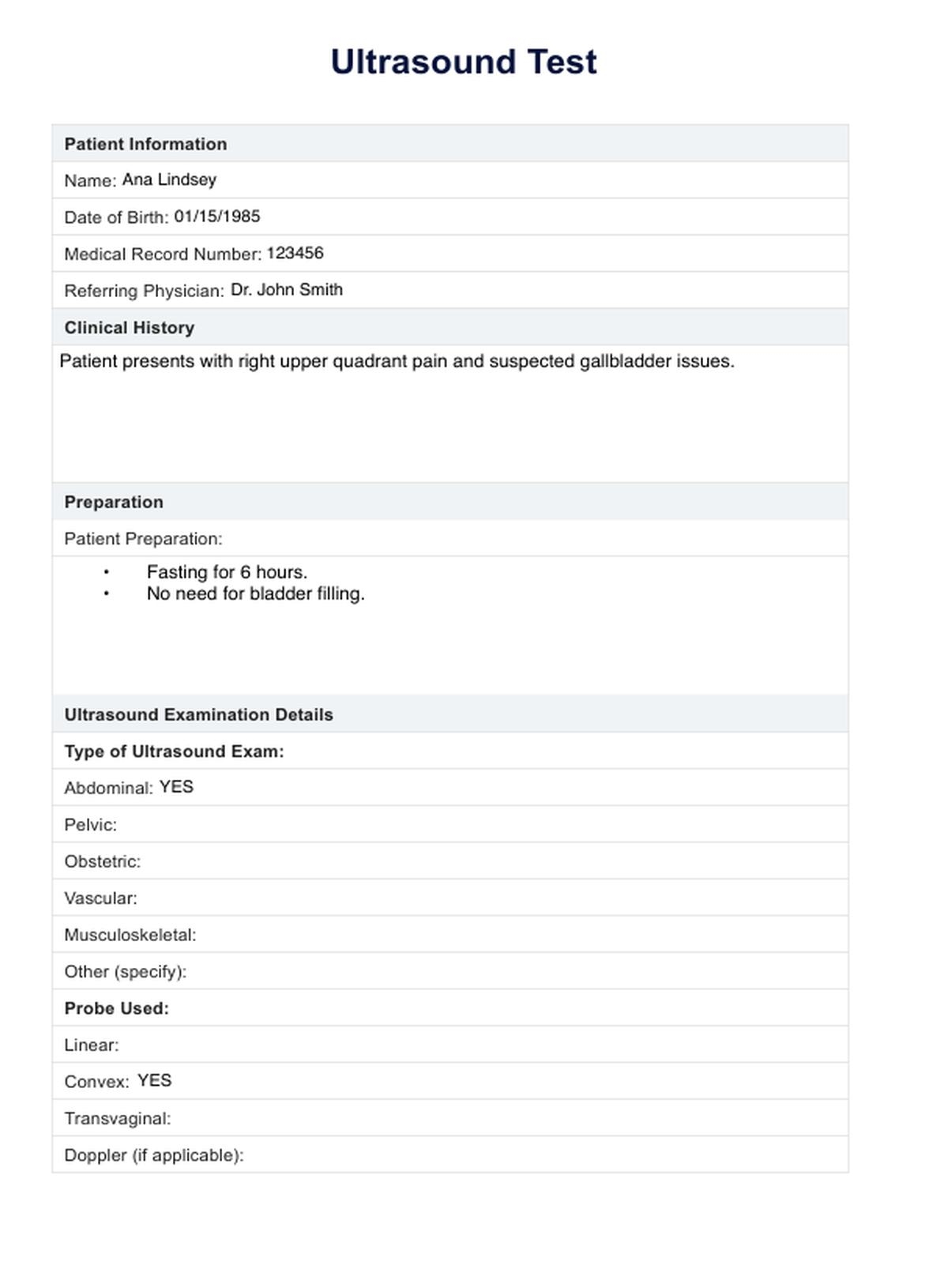 Ultrasound Test U0026 Example Free PDF Download