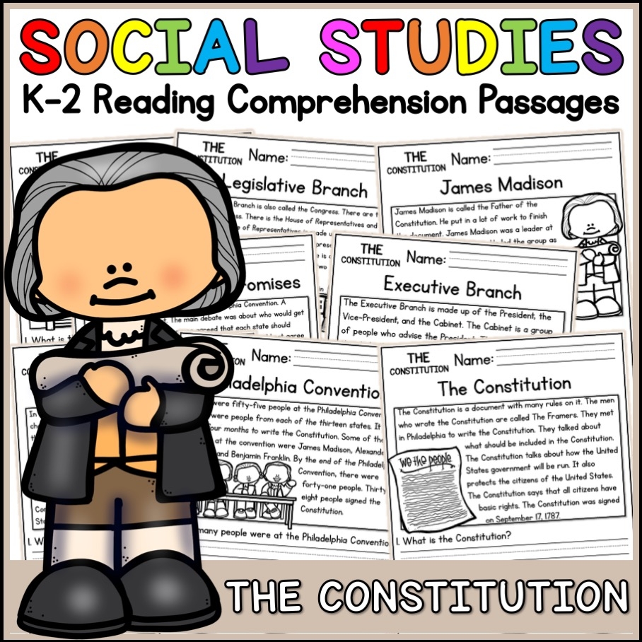 US Constitution Social Studies Reading Comprehension Passages K 2 Made By Teachers