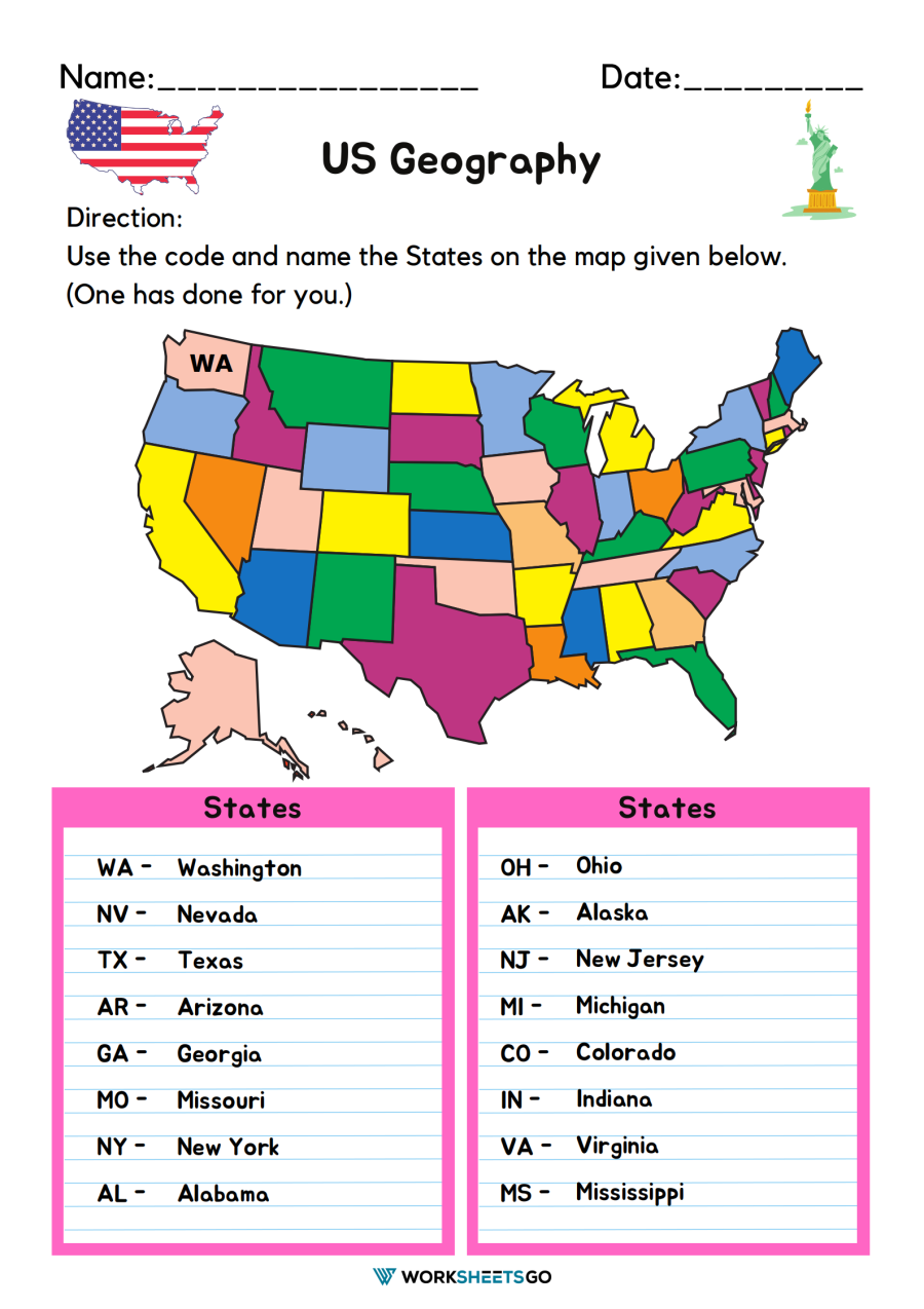 US Geography Worksheets WorksheetsGO US Geography Worksheets WorksheetsGO
