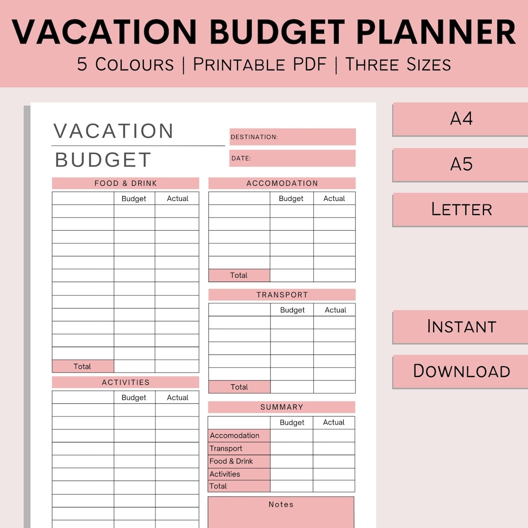 Free Printable Travel Budget Worksheets