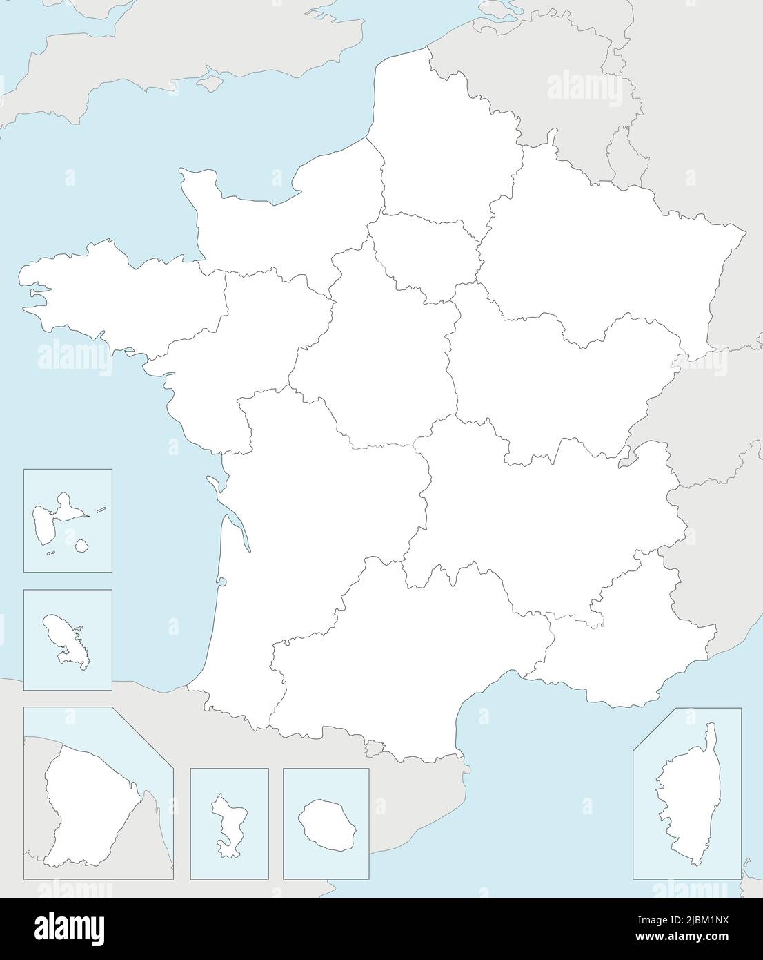 Vector Blank Map Of France With Regions And Territories And 