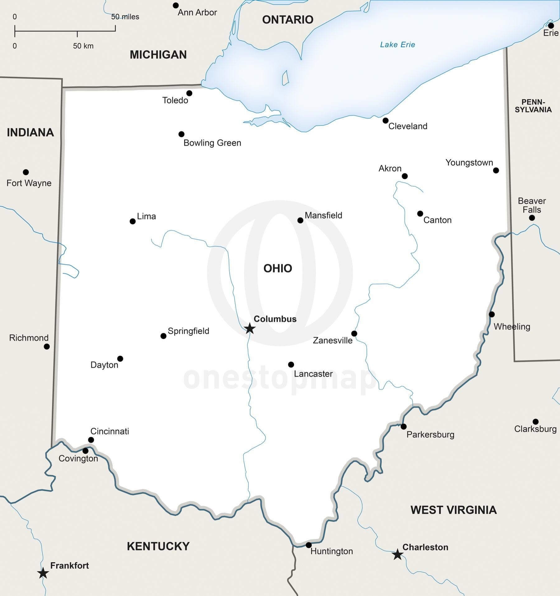 Blank Printable Free Map Of Ohio