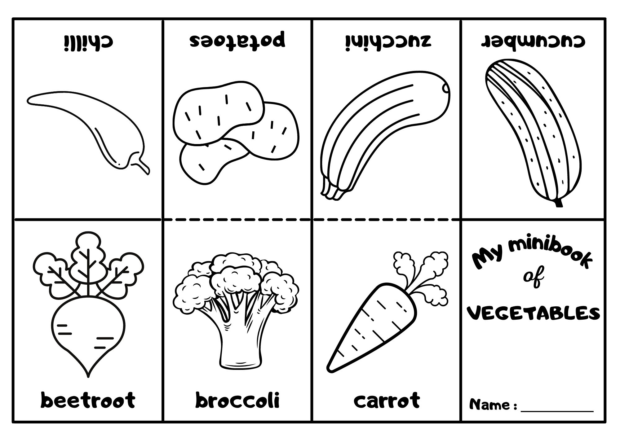 Vegetables Mini Coloring Book Ezpzlearn