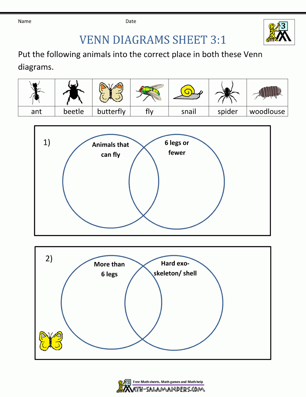 Venn Diagram Worksheets 3rd Grade