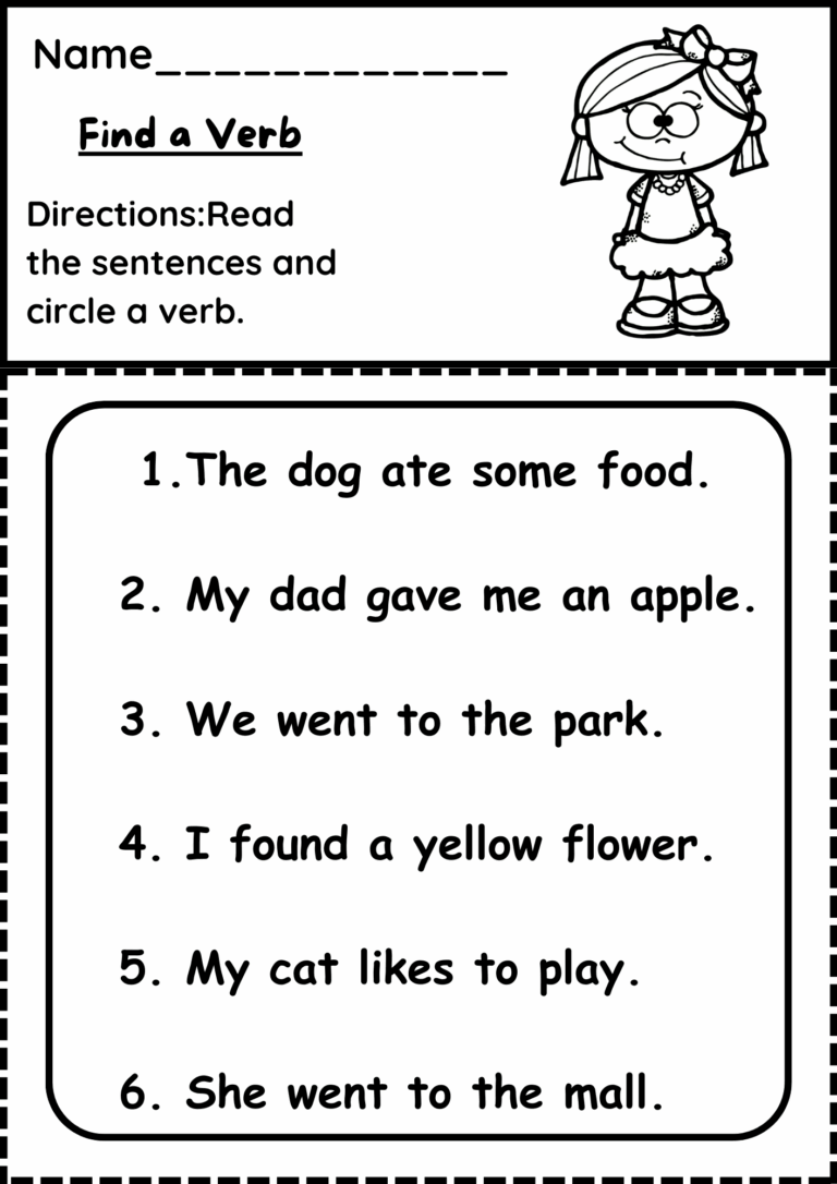 Verb Worksheet Pdf Bundle