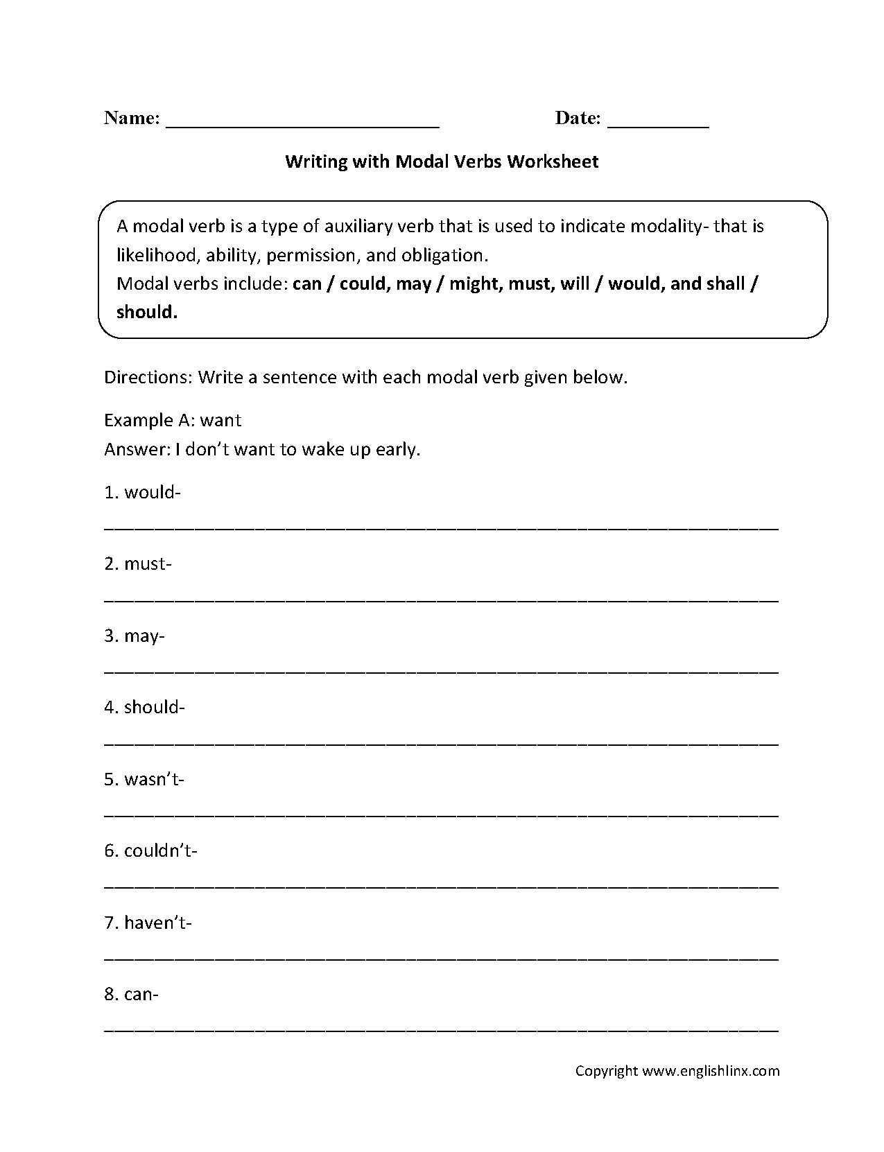 Verbs Worksheets Modal Verbs Worksheets Verbs Worksheets Modal Verbs Worksheets
