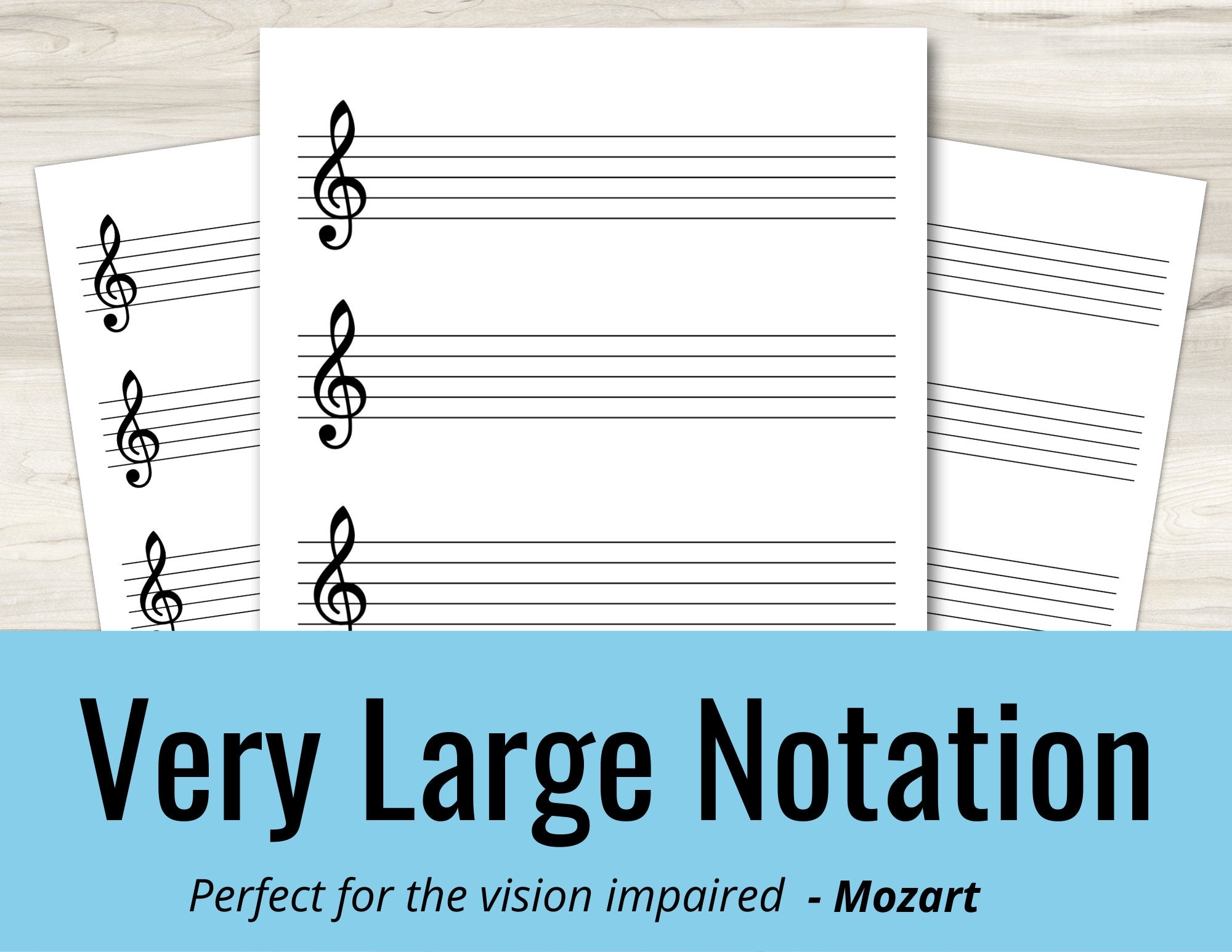 Very Large Music Notation Sheet Printable Staff Paper Sight Vision Impaired instant Download Large Print Sightless Etsy UK