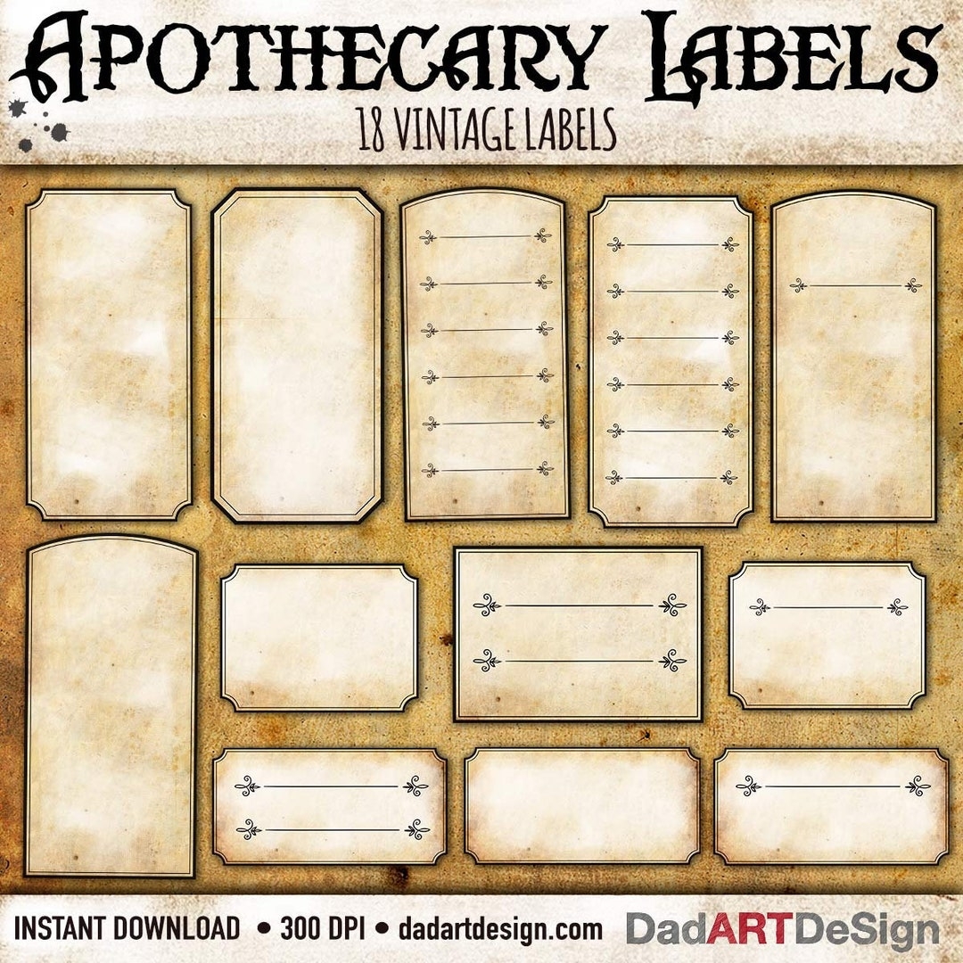 Vintage Apothecary Blank Labels 18 Hi Res PNG Files Ready To Use PDF Ready To Print Etsy