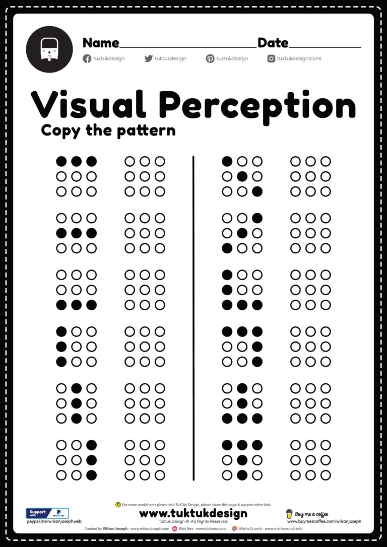 Visual Perceptual Worksheet Free Printable PDF For Kids