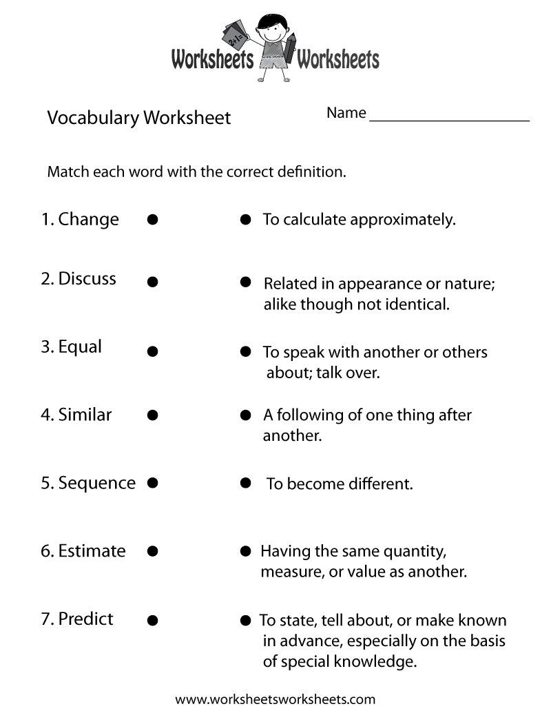 Vocabulary Building Worksheet Worksheets Worksheets