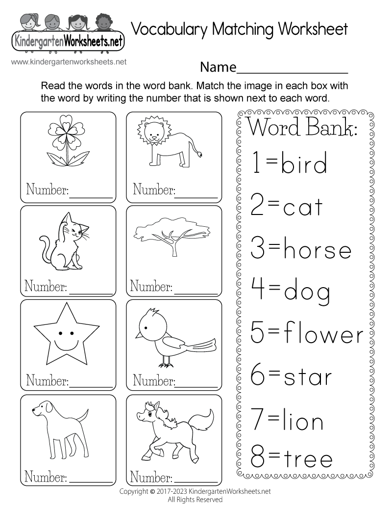 Free Printable Word Match Worksheets