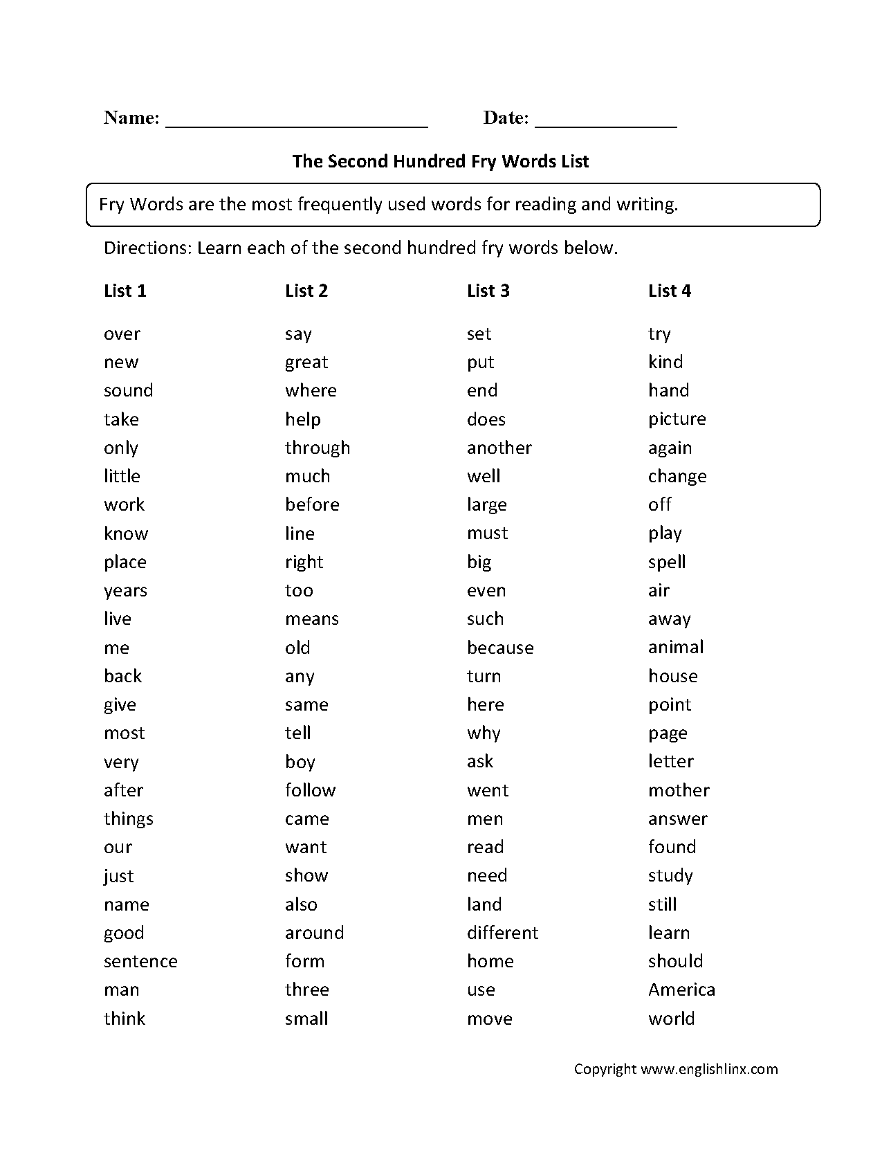 Free Printable Second Grade Vocabulary Worksheets Free Printable Second Grade Vocabulary Worksheets
