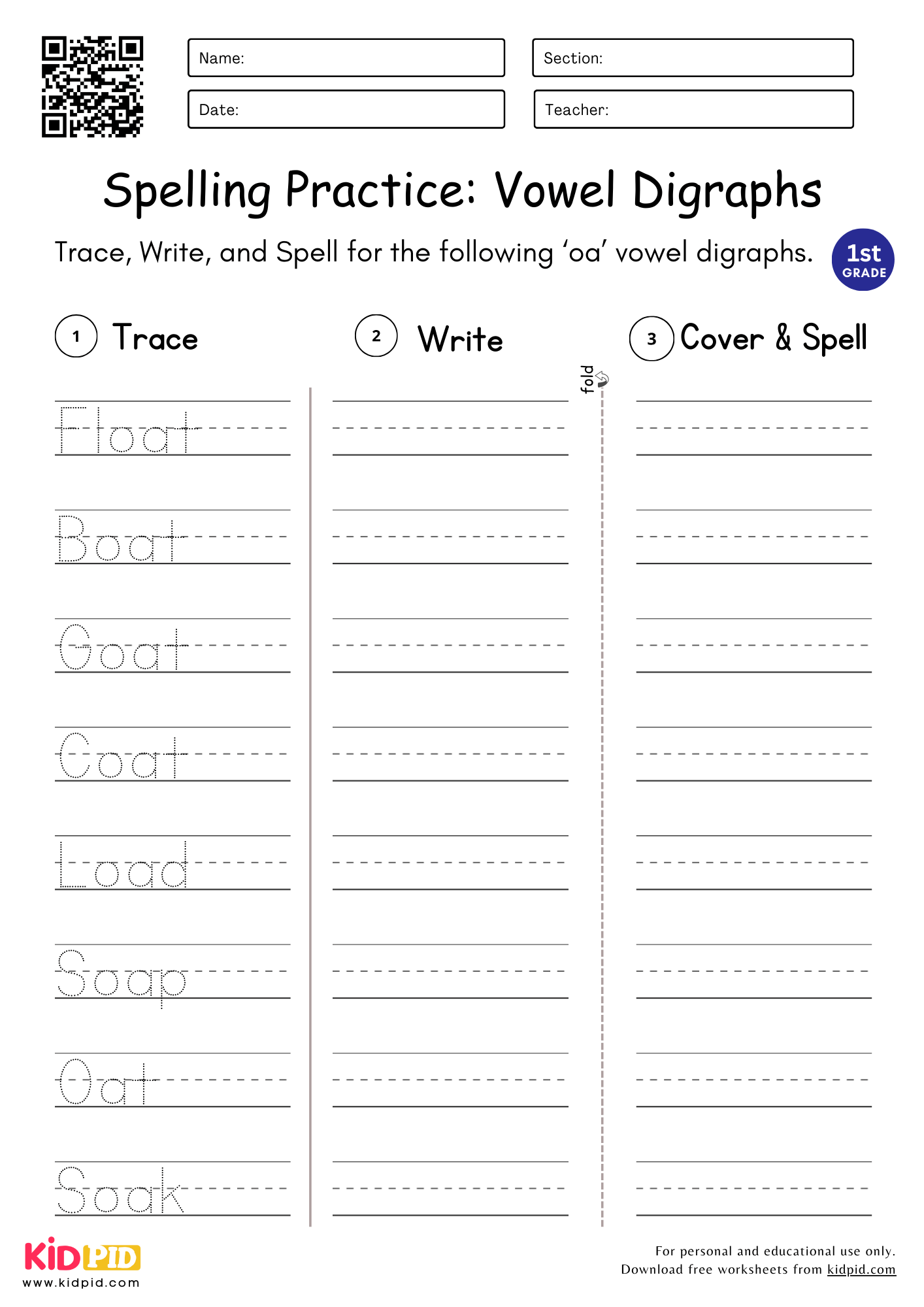 Free Printable Worksheets For Vowel Digraphs
