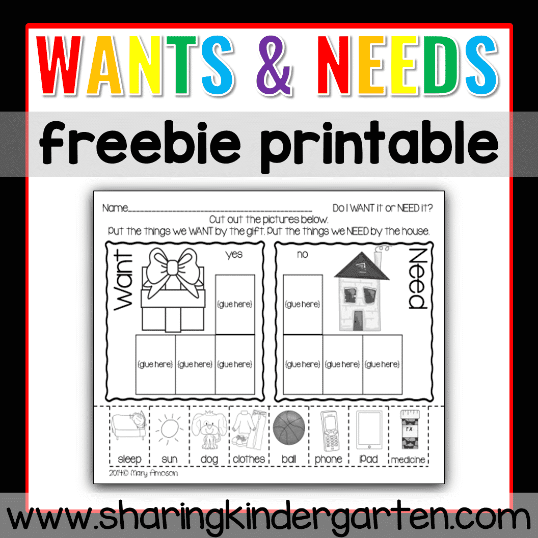Wants And Needs Activities For Kindergarten With Printables Sharing Kindergarten