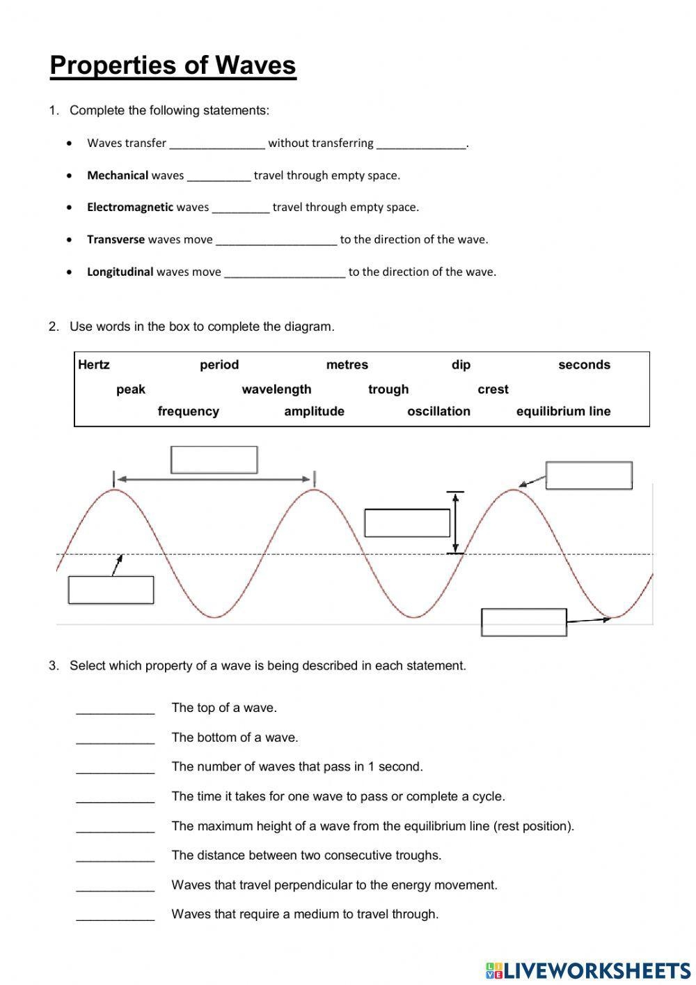 Waves Worksheet Exploring The Dynamics Of Waves