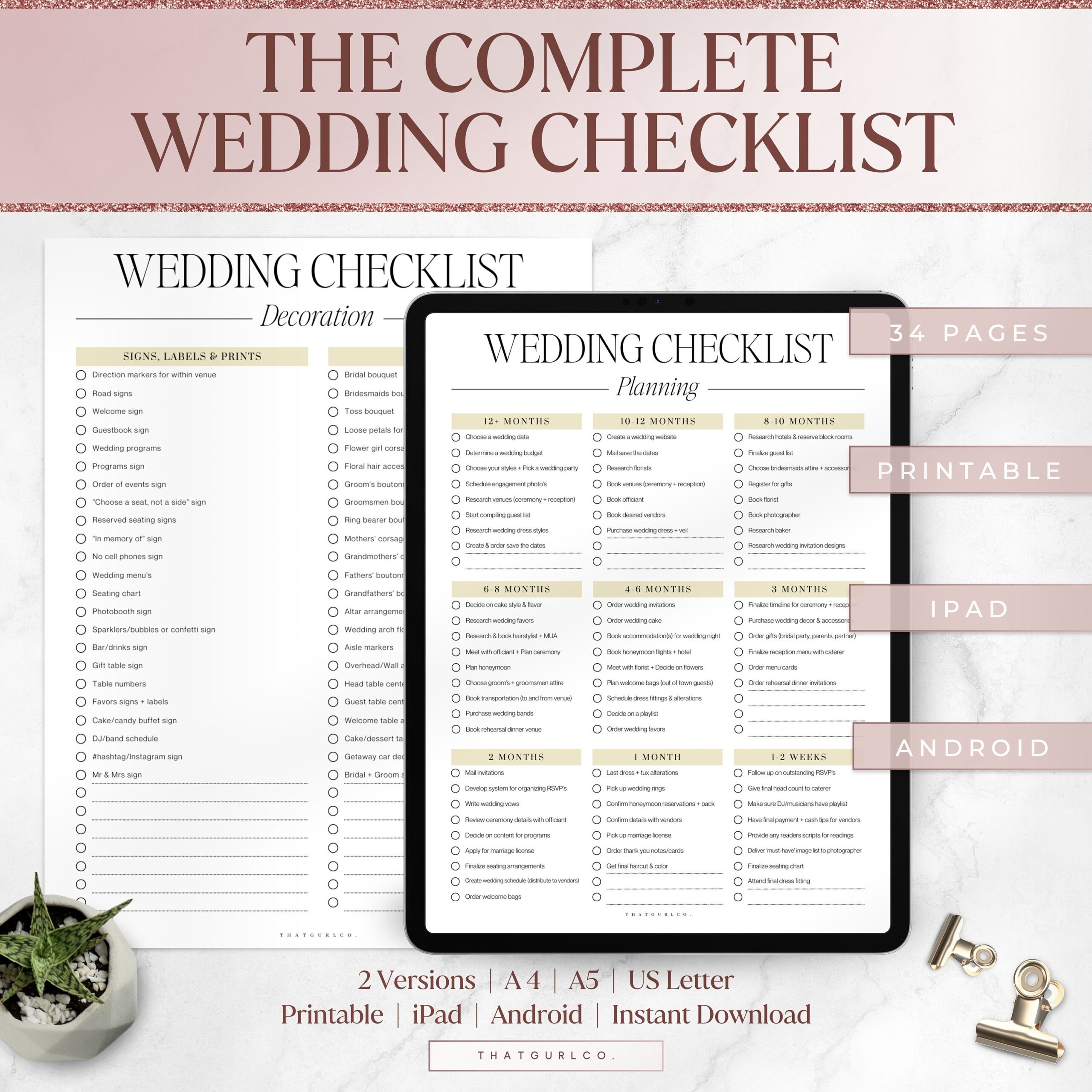 Free Printable Wedding Checklists Worksheets