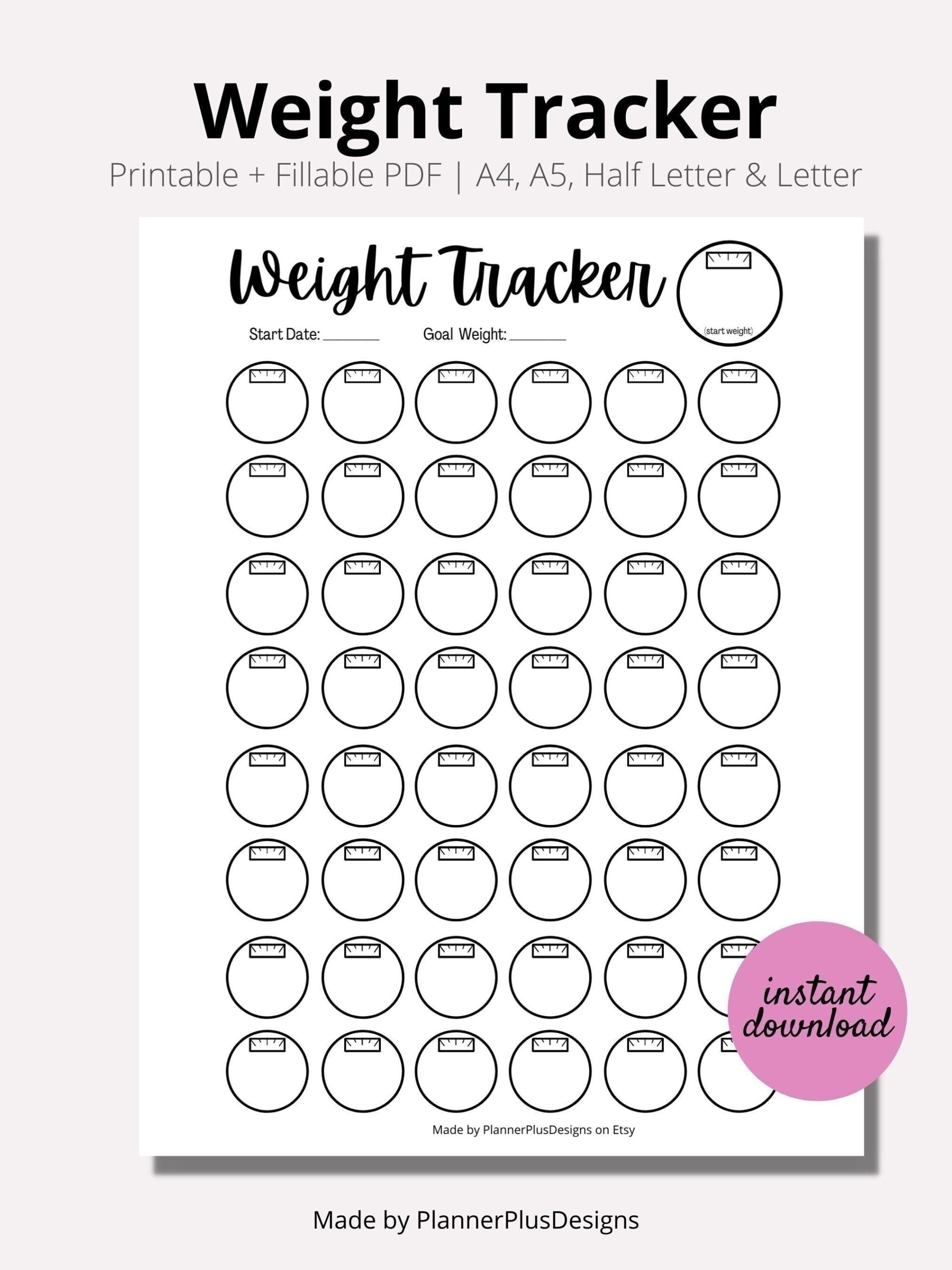 Weight Loss Tracker Journal Printable Weight Loss Chart Weight 