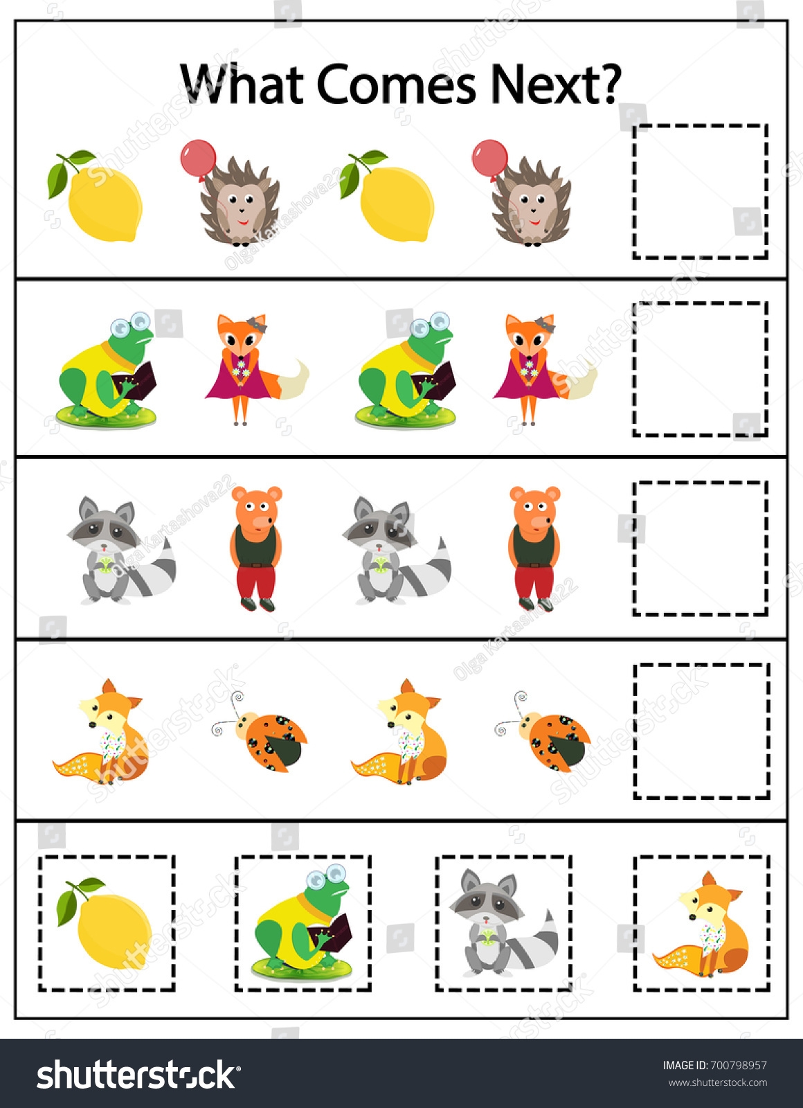 What Comes Next Kids Printable Game Stock Vector Royalty Free 
