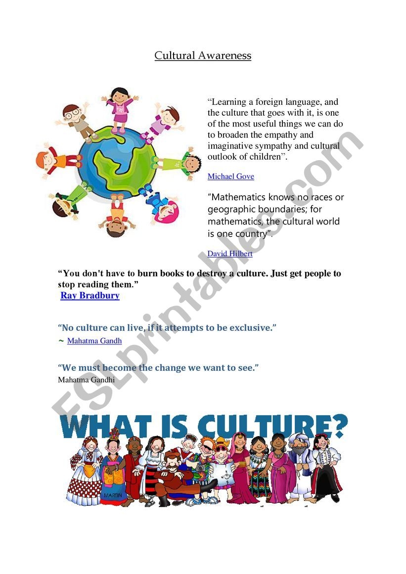 Free Printable Worksheets On Culture