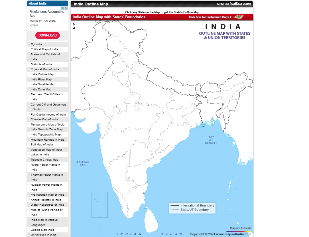 Where To Find And Download Free Blank Map Of India