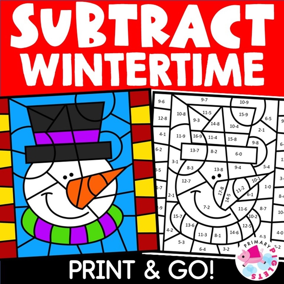 Free Printable Subtraction Coloring Worksheets