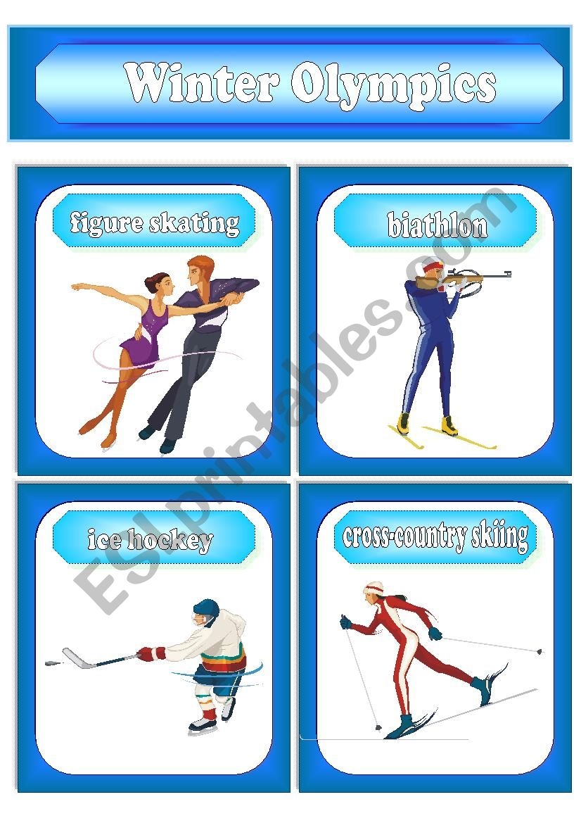 Winter Olympics Flash cards Part I ESL Worksheet By Sonn