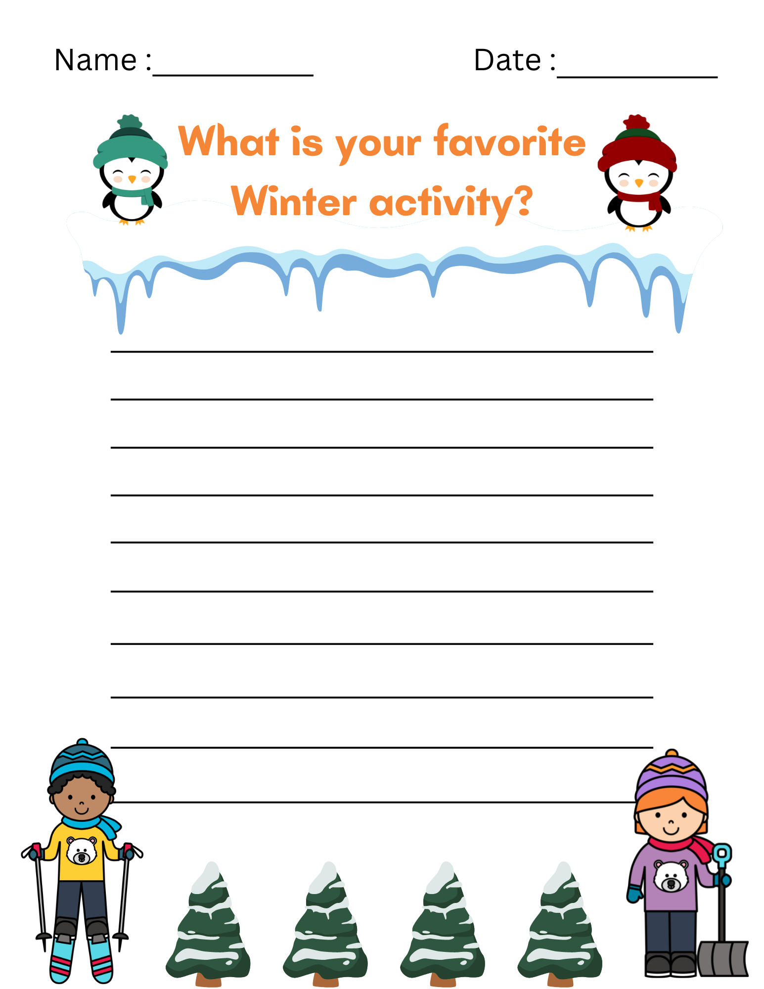 Winter Writing Prompts Worksheets For Kids With Fun