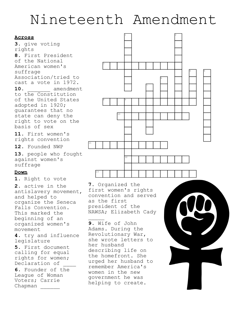 Free Printable Women's Suffrage Worksheet