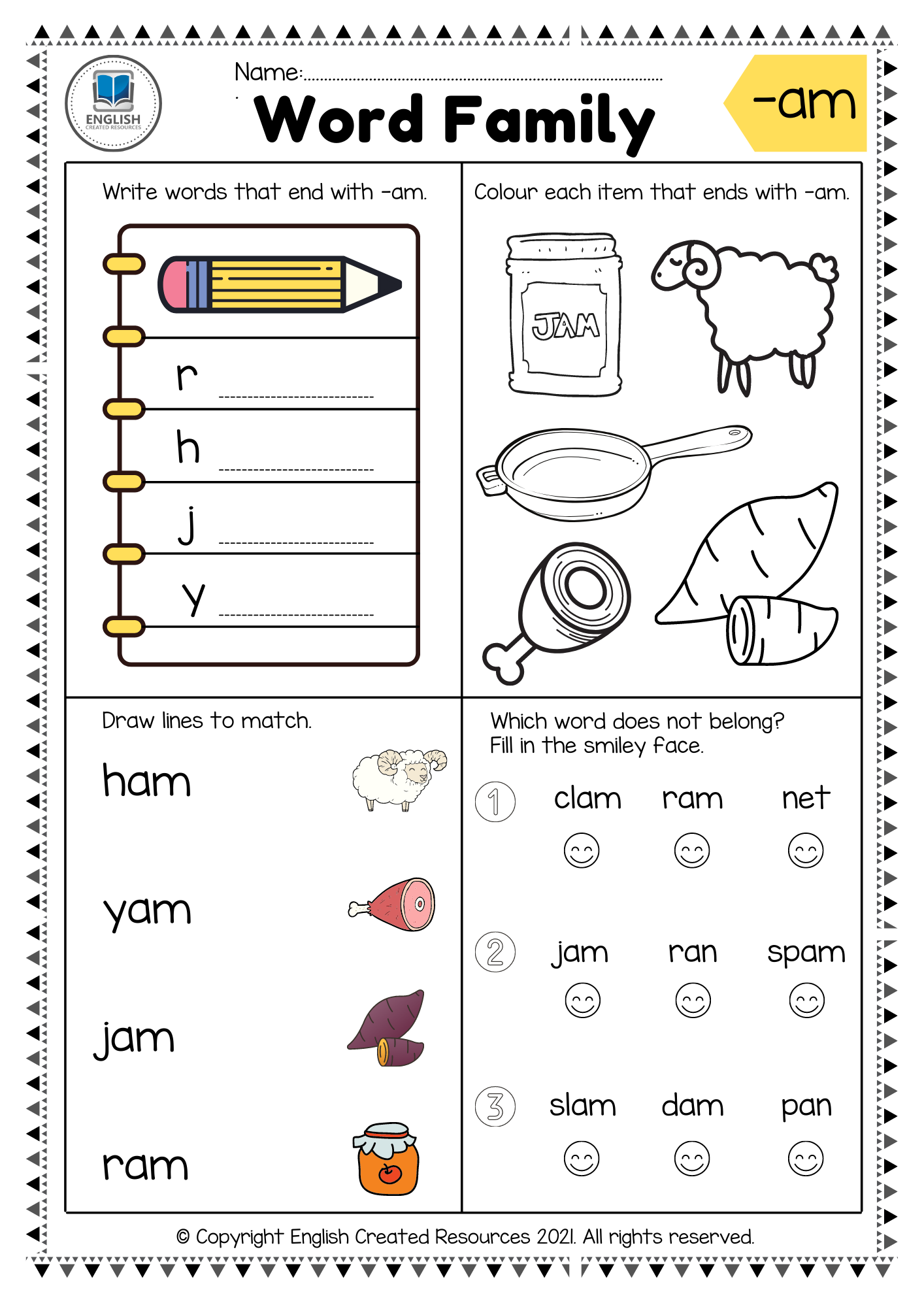 Word Family Worksheets Part One English Created Resources