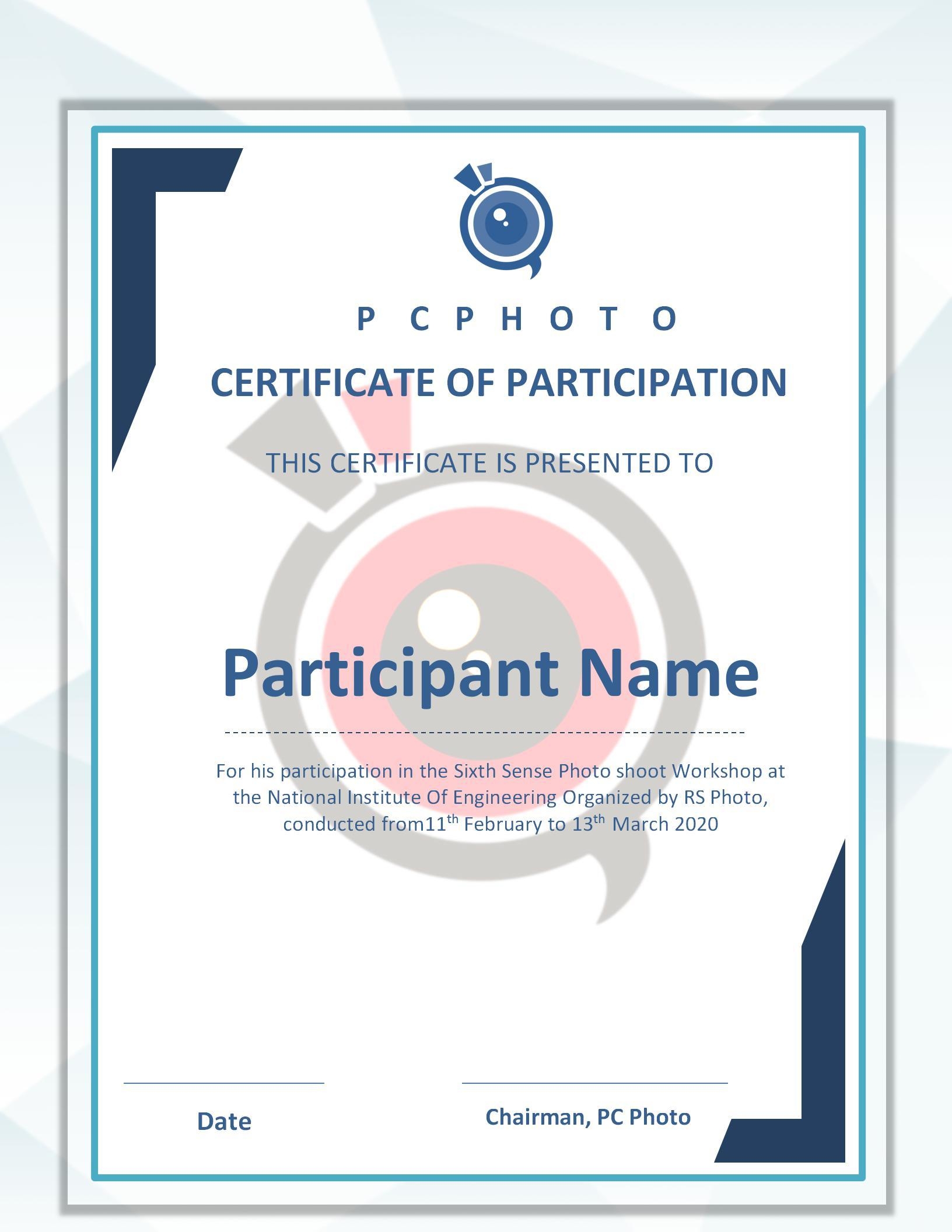 WORD Of Photo Participation Certificate docx WPS Free Templates