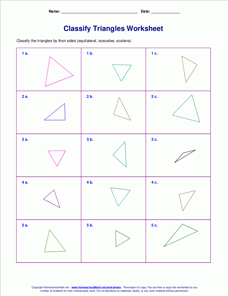 Worksheets For Classifying Triangles By Sides Angles Or Both