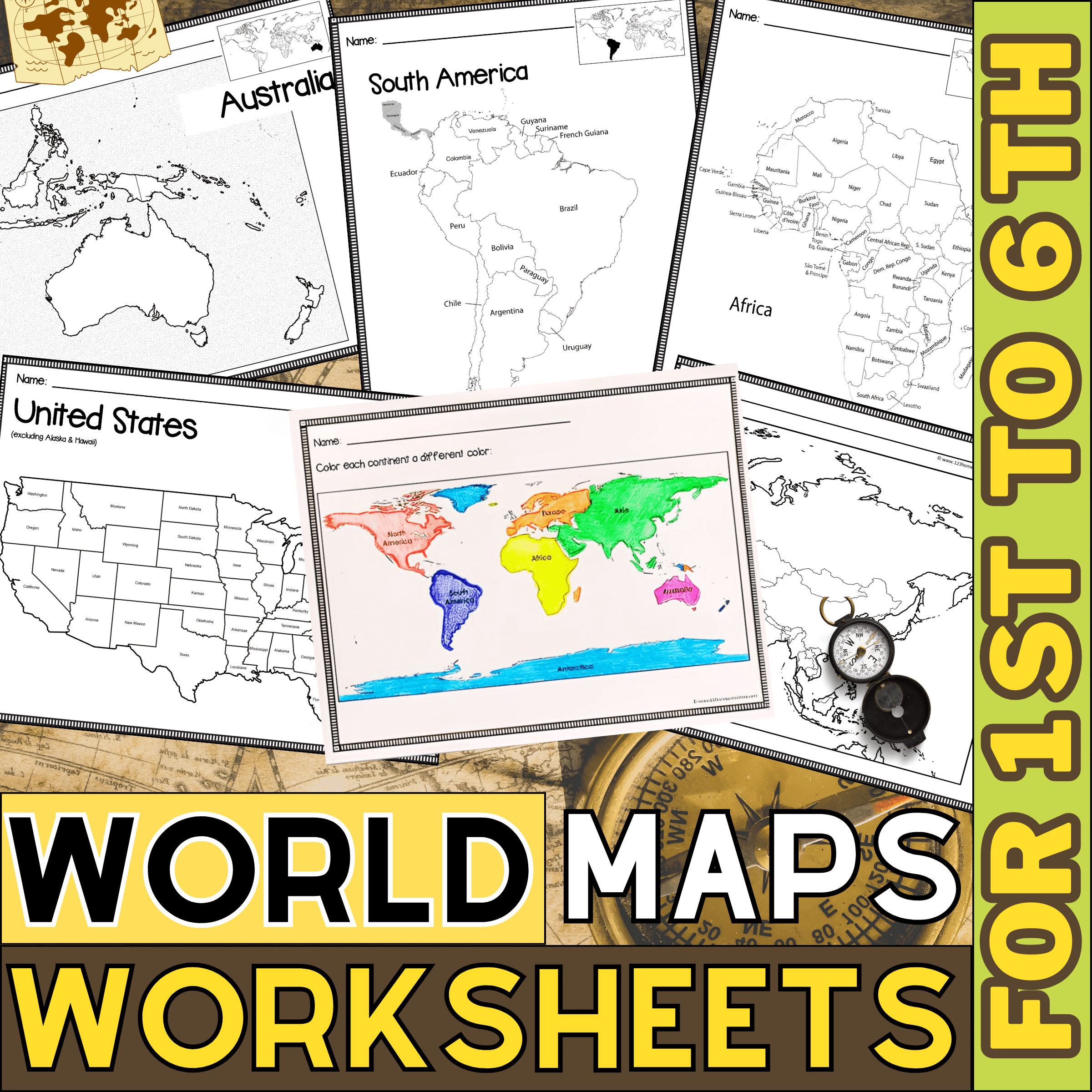 World Map With Countries Continents And Oceans Blank Map For 