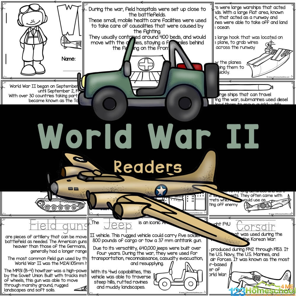 World War 2 For Kids Reader To Color And Learn