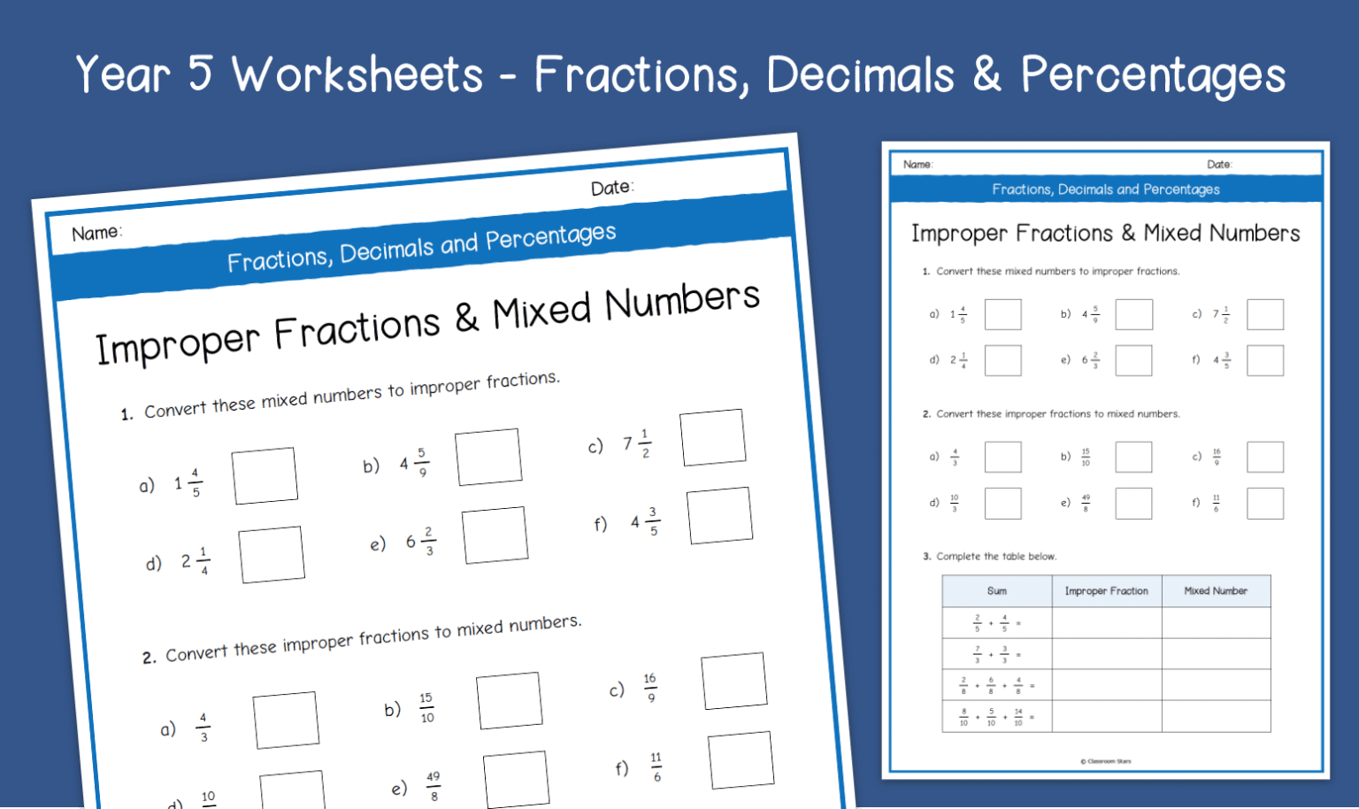 Free Printable Worksheets On Improper Fractions