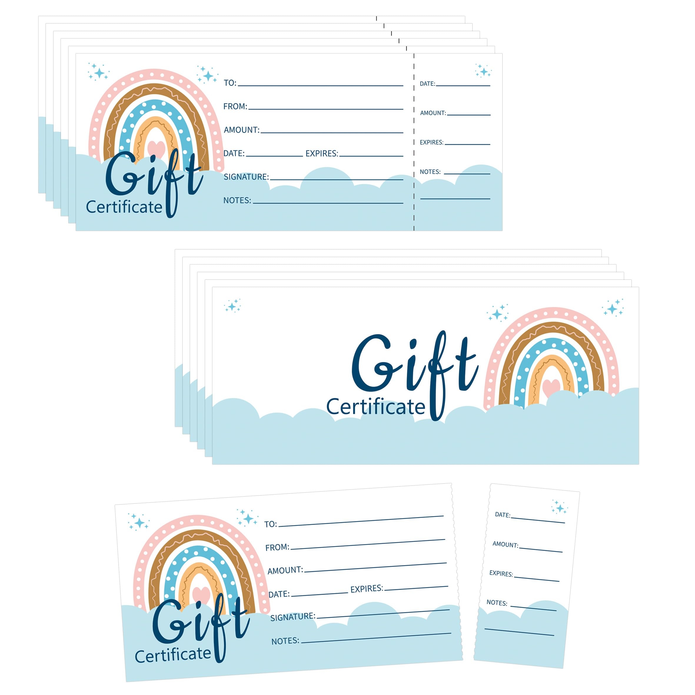 YHNTGB 135pcs Rainbow Gift Certificates Blank Gift Certificates Cards Gift Certificates Cards For Business Spa Salon Customer Present Card Client 