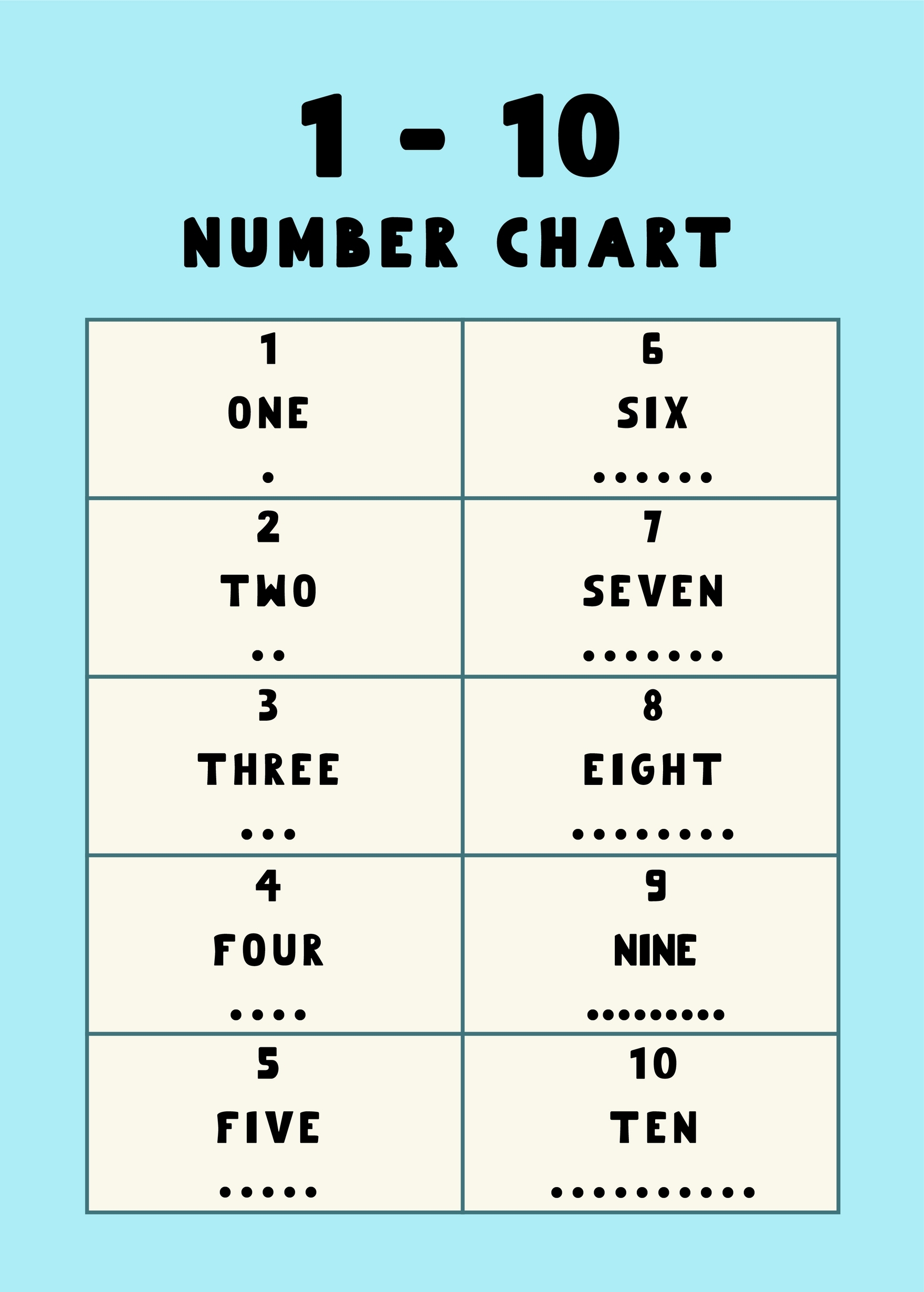 10 Chart Printable 10 Chart Printable
