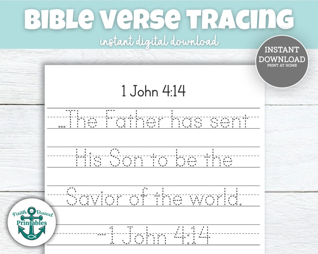 1 John 4 14 Scripture Tracing Sheet Bible Memory Verse 