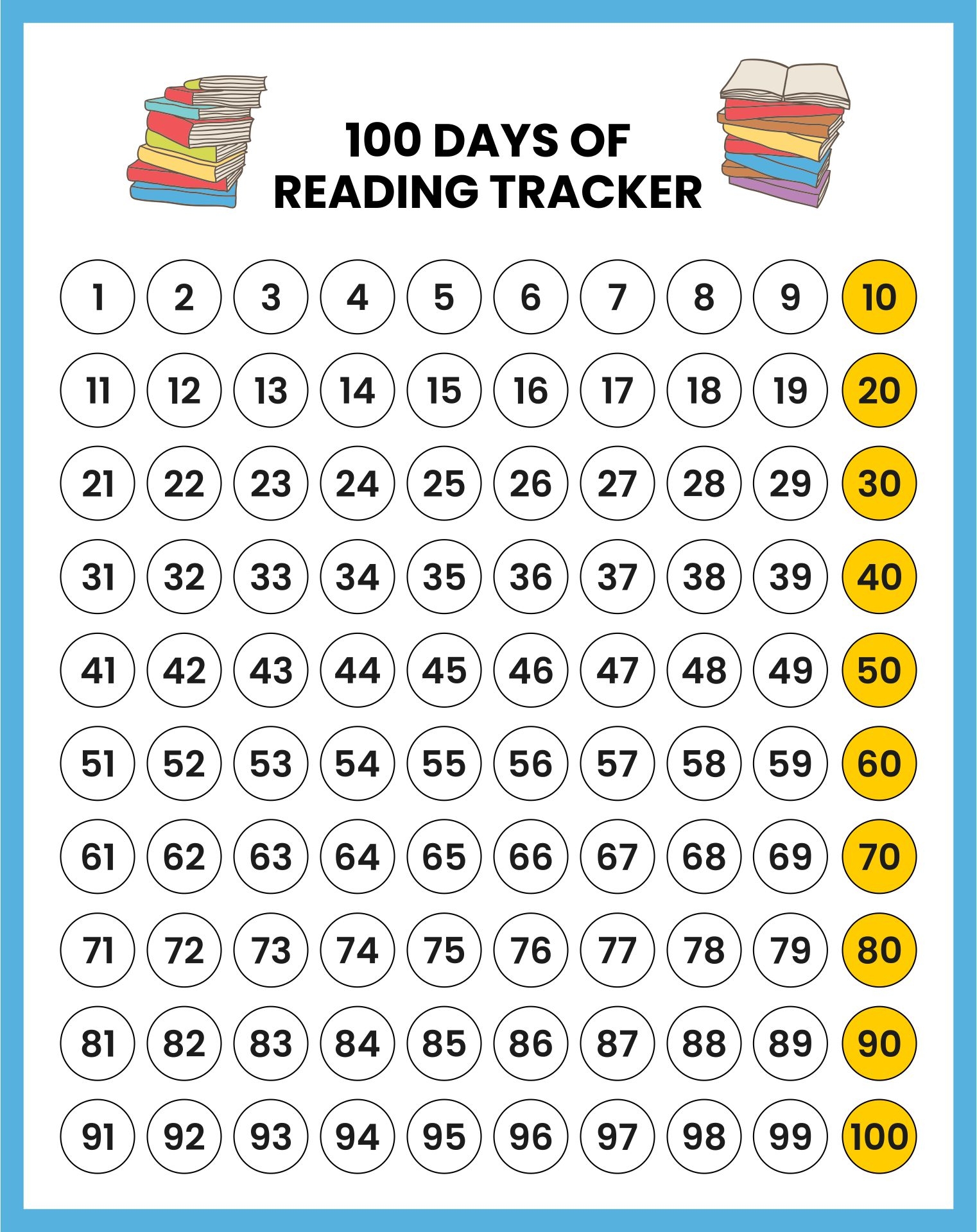 100 Day Chart 10 Free PDF Printables Printablee