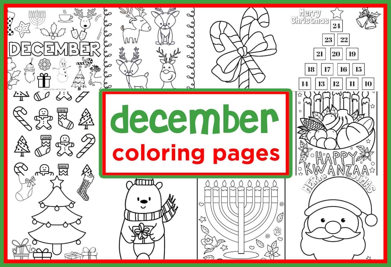101 FREE Printable December Coloring Pages Made With HAPPY