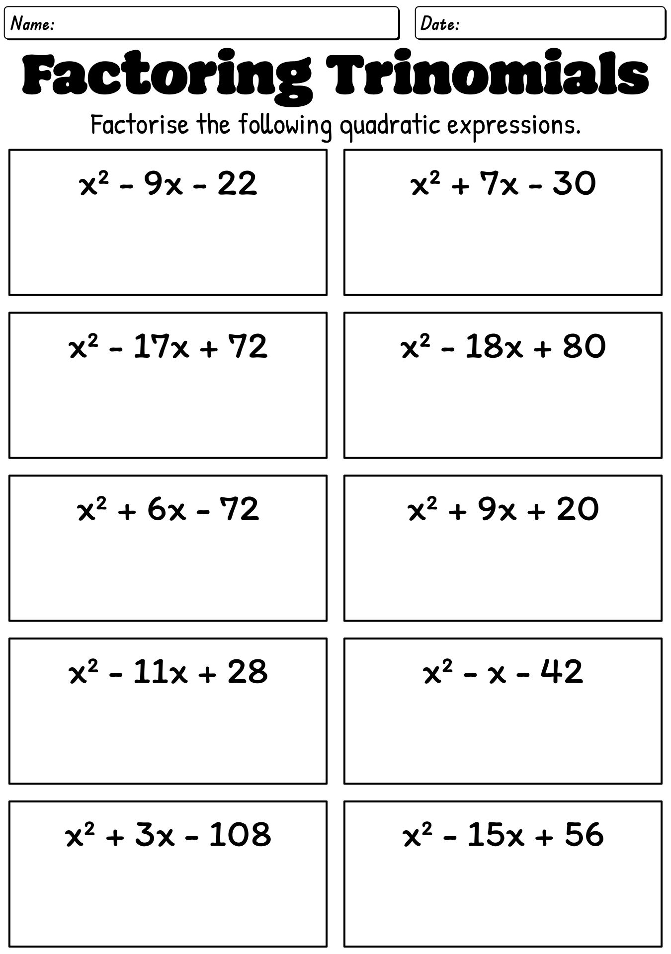 11 Factoring Perfect Square Trinomials Worksheet Free PDF At Worksheeto 11 Factoring Perfect Square Trinomials Worksheet Free PDF At Worksheeto