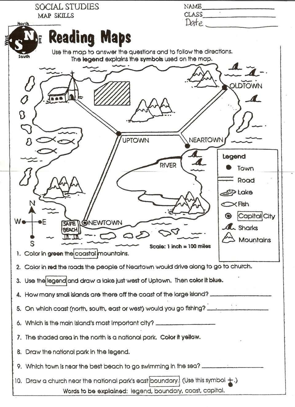 Printable Map Skills Worksheets Pdf
