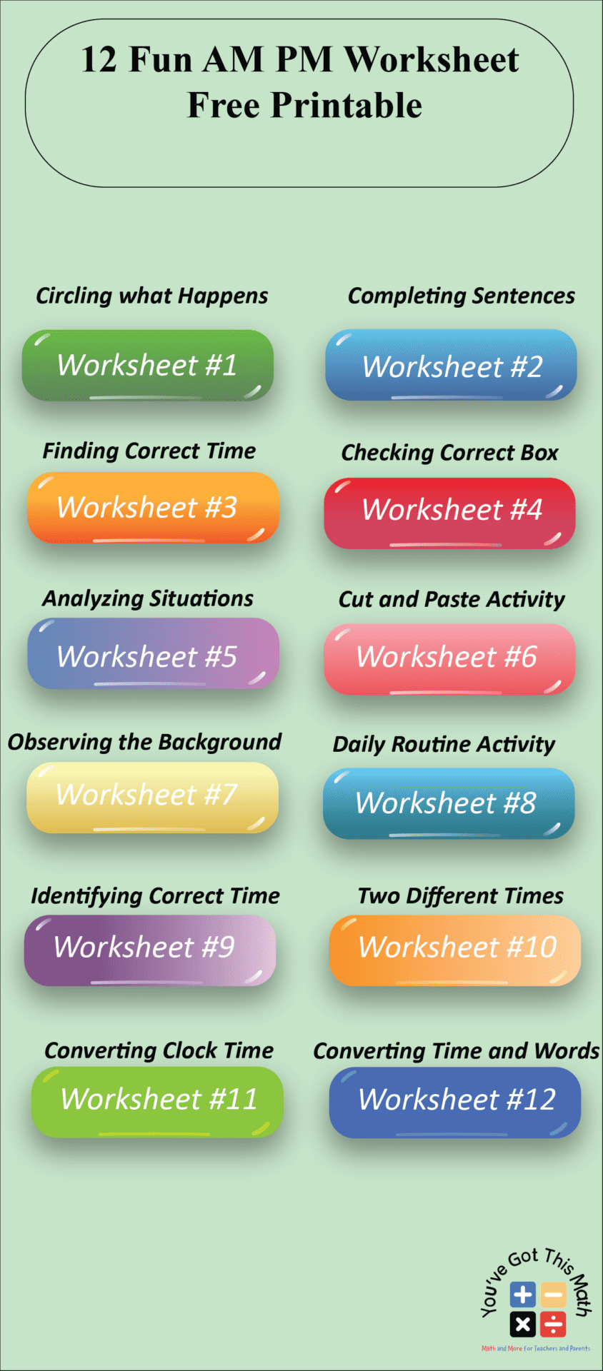 Printable Am Pm Worksheets