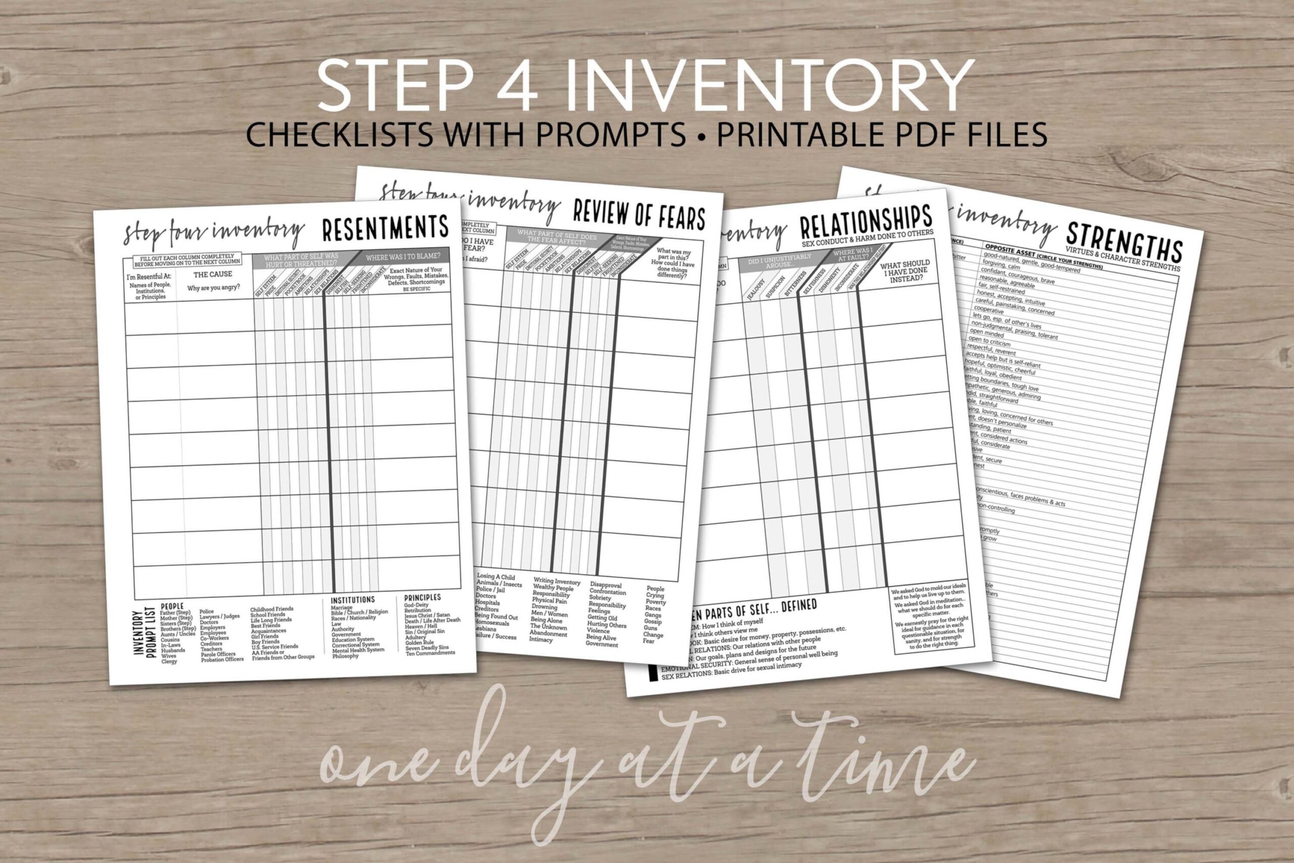 12 Step Journal PLUS Step 4 Worksheets And Step 10 Inventory AA 