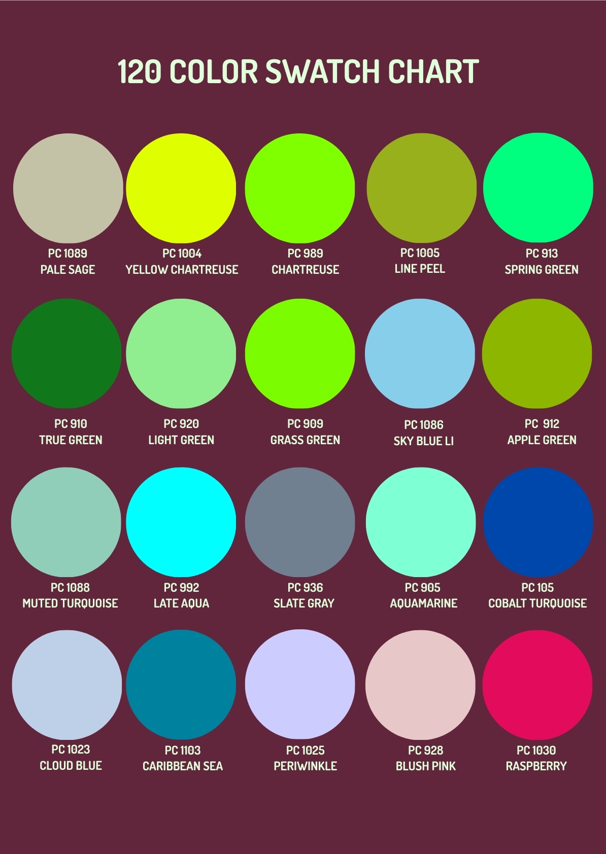 120 Color Swatch Chart In PDF Illustrator Download Template