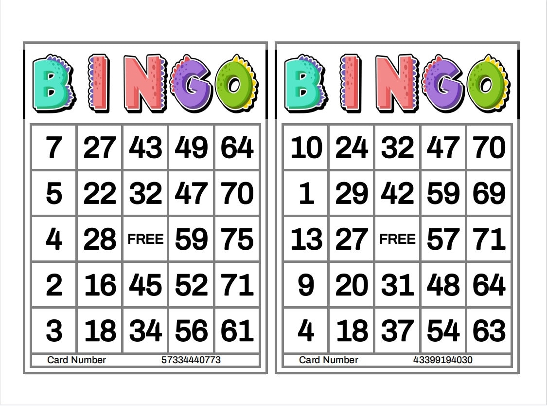 1200 Printable Bingo Cards 2 Per Page Large Activities For Seniors Kids Holidays Parties Games For Adults Zoom Bingo Cards 1 75 Ball Etsy