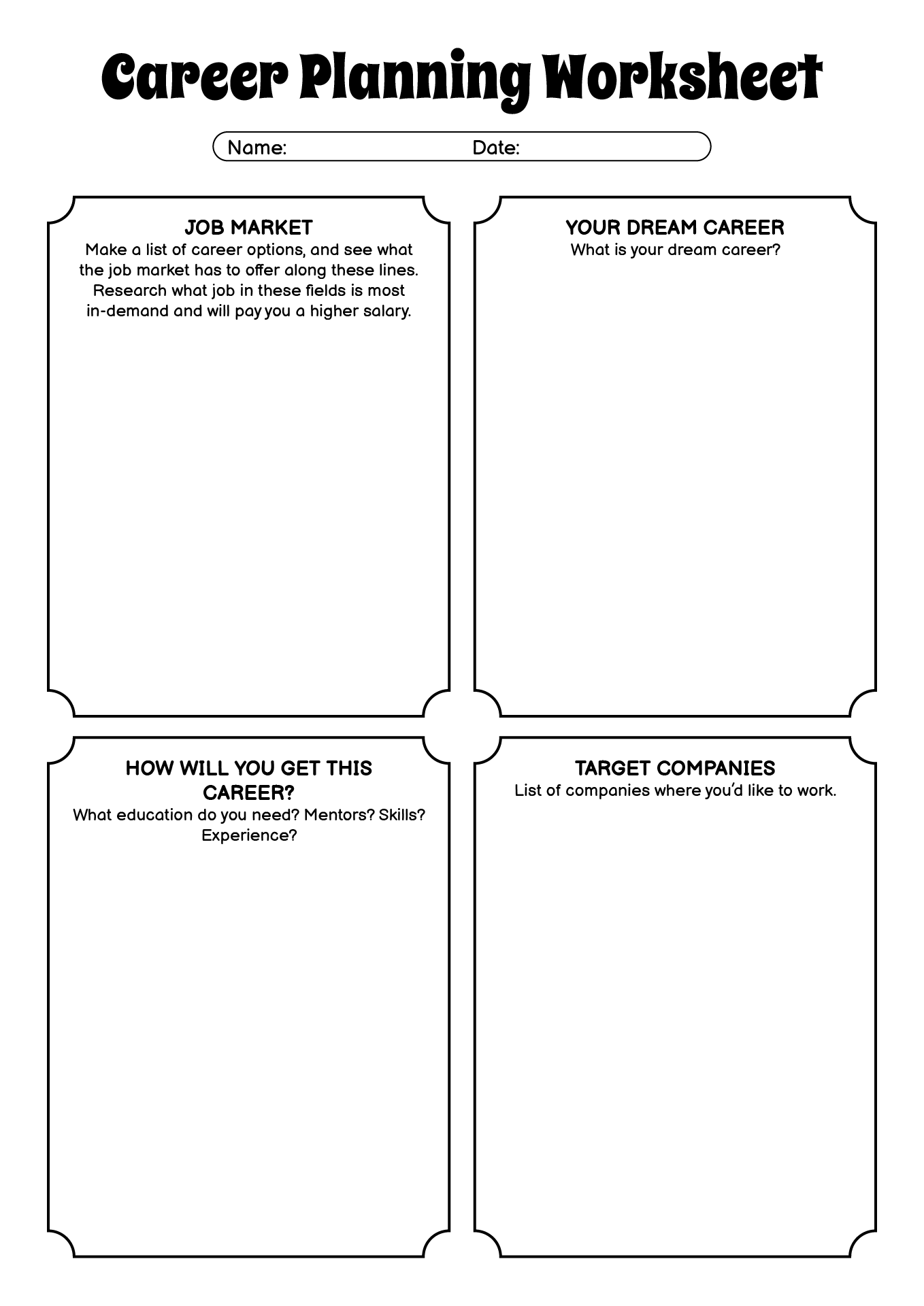 Printable Dream Job Worksheet