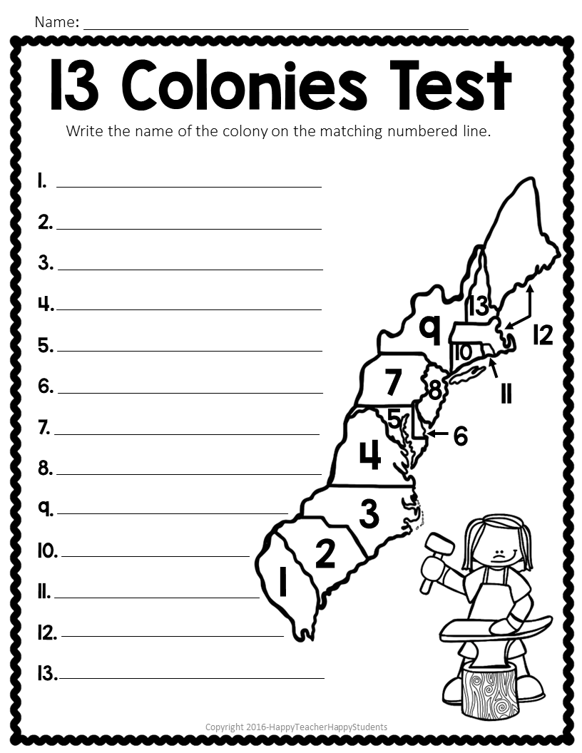 13 Colonies Map Quiz 13 Colonies Map Worksheet Blank 13 Colonies Map U0026 13 Colonies Test Homeschool Worksheets Library
