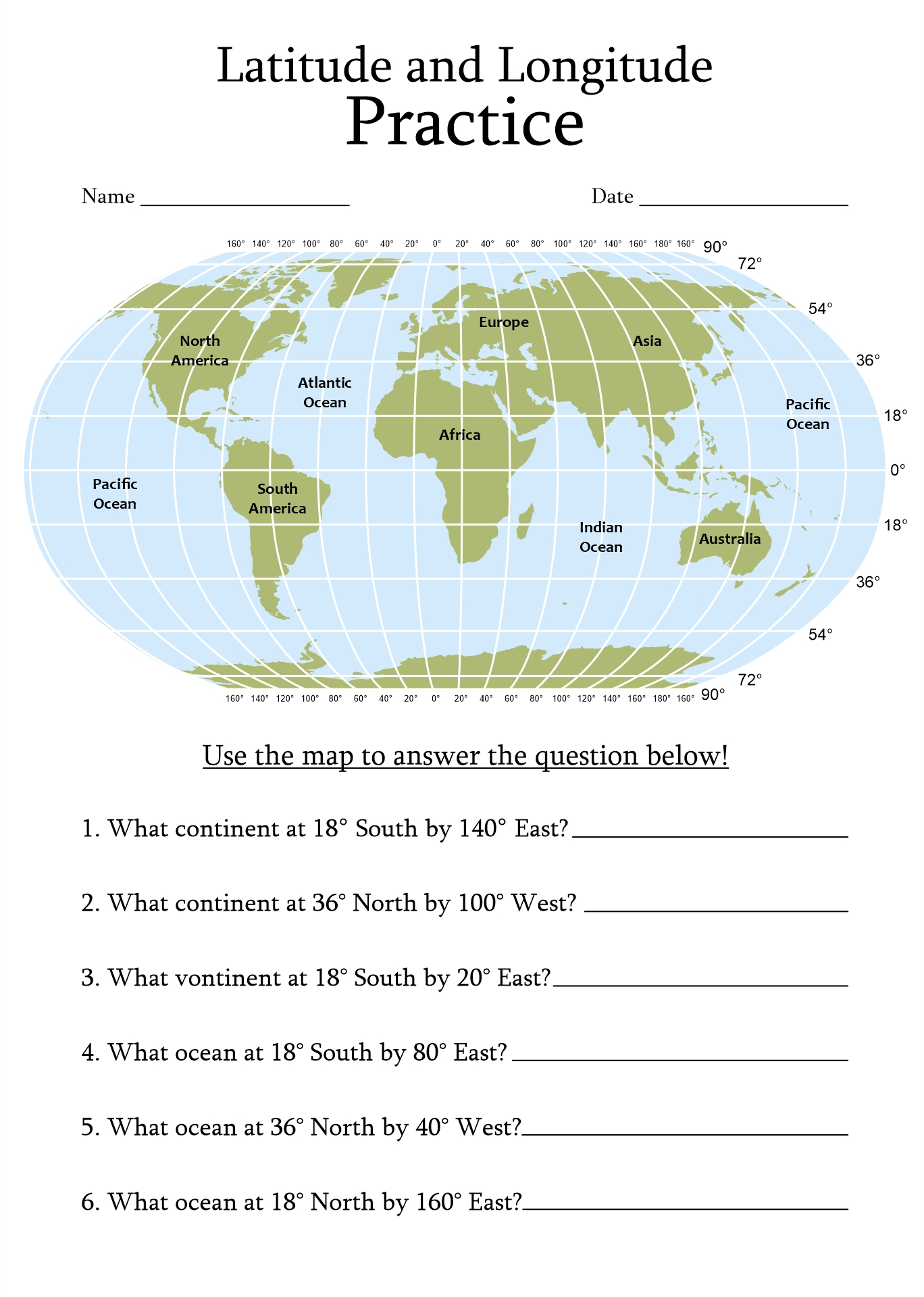 15 Latitude And Longitude Map Worksheet Free PDF At Worksheeto