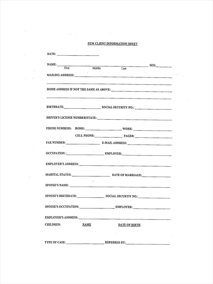 16 Client Inion Sheet Examples To Download